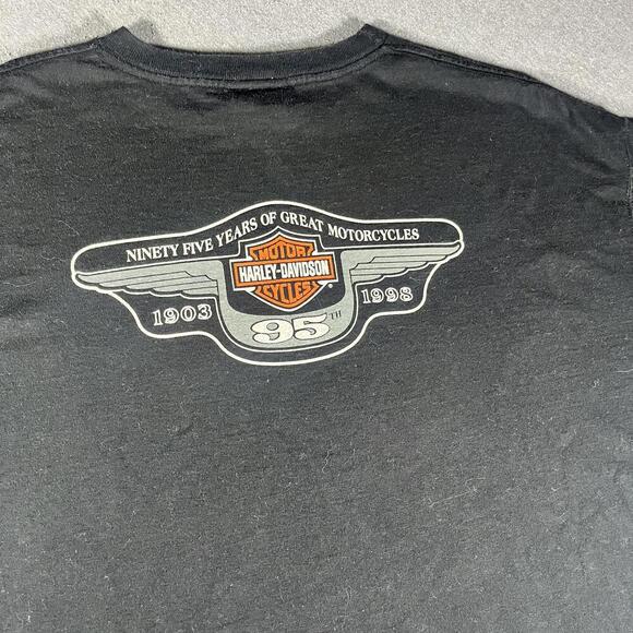 Vintage 1998 Harley Davidson 95th Anniversary Black T-Shirt Men’s size 3X - Picture 7 of 7